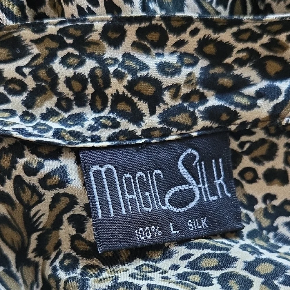 Vintage 100% Silk Leopaed print slip nightgown Feninine Large - Picture 4 of 6